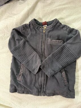 Tea Collection size 3 Dark Gray Zip-Up Moto Jacket